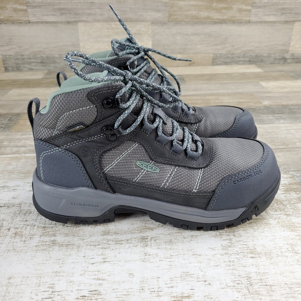 Keen Skokie Womens Hiker Work Boots Sz 7.5 W Magnet Black Waterproof Carbon Toe